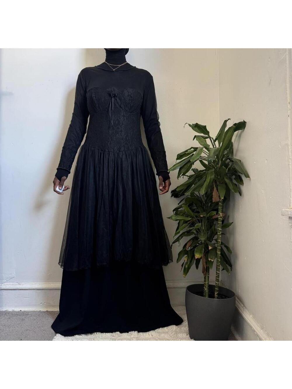 Vintage Shirley dark romantic Sheer Mesh & Lace dress - 2X